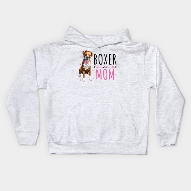 Boxer Mom,  Cute Boxer Lover Dog Owner Kids Hoodie by DragonTees